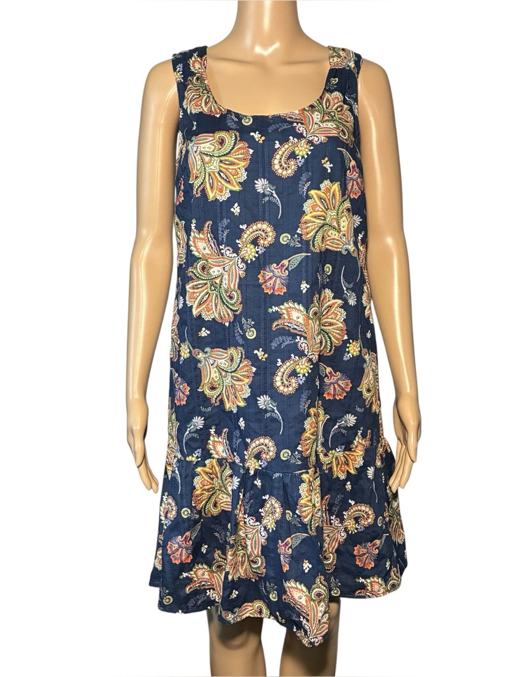 Tommy Hilfiger Women's Dress Size S/P Blue Paisley Floral 100% Cotton Lined